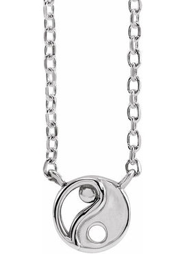 14K White Gold Yin Yang 16-18