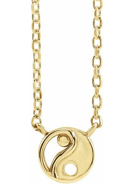 14K White Gold Yin Yang 16-18