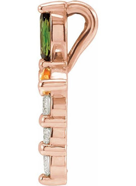 14K Yellow Gold Natural Aquamarine & 1/10 CTW Natural Diamond Cross Pendant