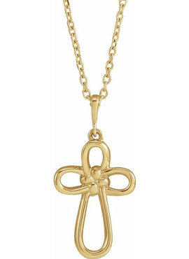 14K White Gold Knotted Cross Pendant