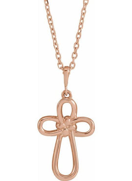 14K White Gold Knotted Cross Pendant