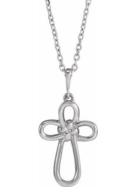 14K White Gold Knotted Cross Pendant
