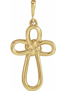 14K White Gold Knotted Cross Pendant