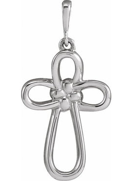 14K White Gold Knotted Cross Pendant