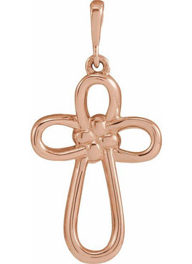 14K White Gold Knotted Cross Pendant