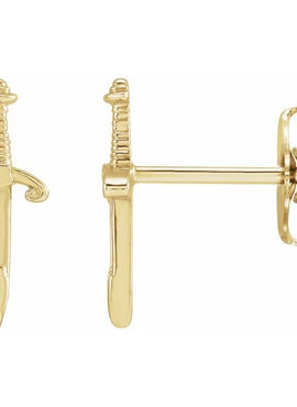 14K White Gold Dagger Earrings