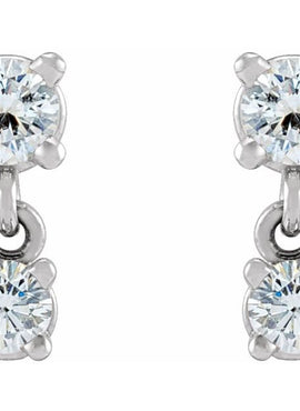 14K Yellow Gold 1/3 CTW Natural Diamond Two-Stone Earrings