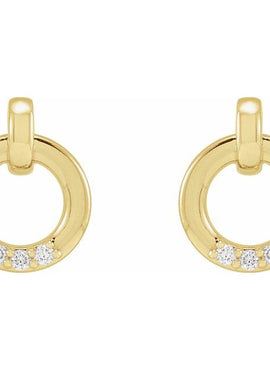 14K Yellow Gold .08 CTW Natural Diamond Circle Earrings