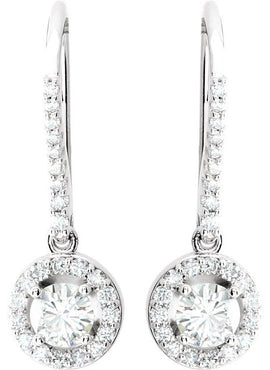 14K White Gold 1 CTW Natural Diamond Halo-Style Earrings