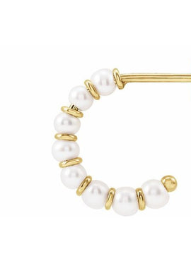 14K Yellow Gold Cultured White Freshwater Pearl 14.9 mm Hoop Earrings