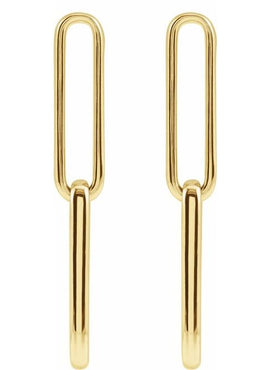 14K Yellow Gold Paperclip-Style Earrings