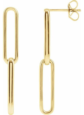 14K Yellow Gold Paperclip-Style Earrings