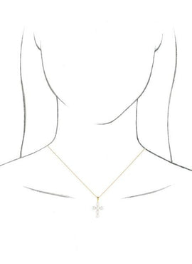 14K White Gold Cultured White Freshwater Pearl Cross Pendant
