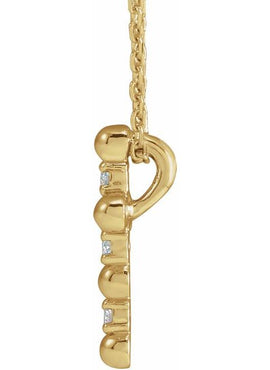 14K Rose Gold .07 CTW Natural Diamond Beaded Cross Pendant