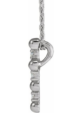 14K Rose Gold .07 CTW Natural Diamond Beaded Cross Pendant