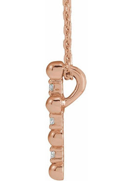 14K Rose Gold .07 CTW Natural Diamond Beaded Cross Pendant