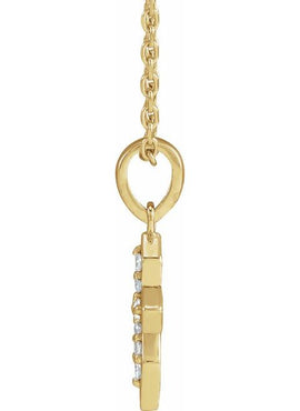 14K Yellow Gold .05 CTW Natural Diamond Petite Cross 16-18