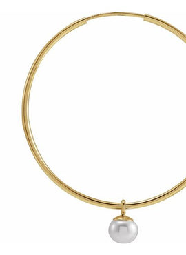 14K Yellow Gold Cultured White Freshwater Pearl 12 mm Endless Hoop Earrings