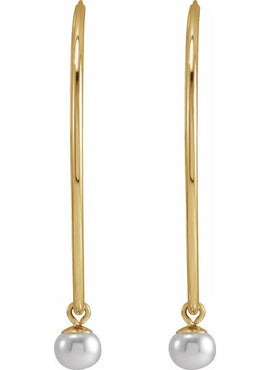 14K Yellow Gold Cultured White Freshwater Pearl 12 mm Endless Hoop Earrings