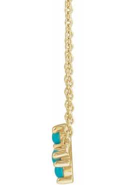 14K White Gold Natural Turquoise Sideways Cross Necklace Center