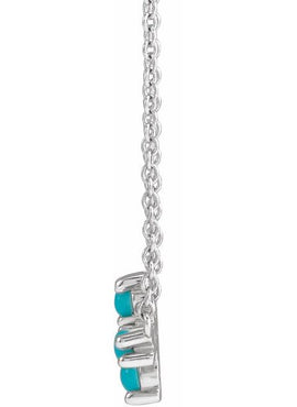 14K White Gold Natural Turquoise Sideways Cross Necklace Center