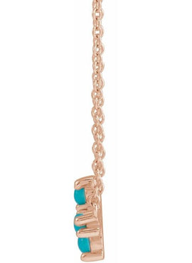 14K White Gold Natural Turquoise Sideways Cross Necklace Center