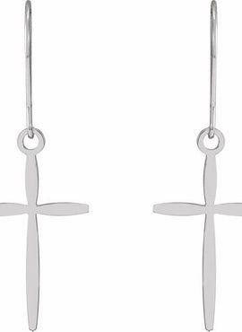 14K White Gold Cross Earrings