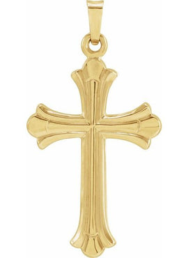 14K Yellow Gold 33.8x17.7 mm Hollow Cross Pendant