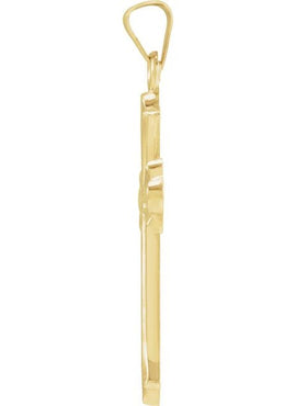14K Yellow Gold 33.8x17.7 mm Hollow Cross Pendant