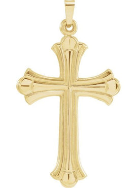14K Yellow Gold 33.8x17.7 mm Hollow Cross Pendant