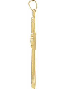 14K Yellow Gold 33.8x17.7 mm Hollow Cross Pendant
