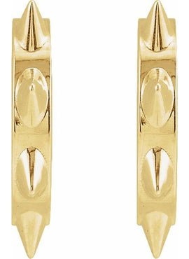 14K White Gold Spike 13.43 mm Hoop Earrings