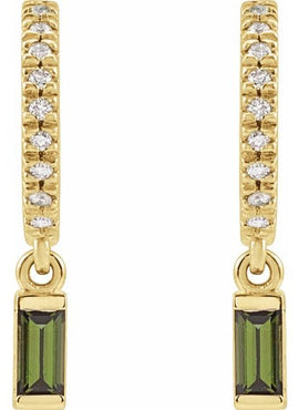 14K White Gold Natural London Blue Topaz & .08 CTW Natural Diamond French-Set Hoop Earrings