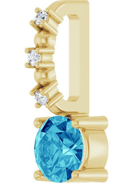 Platinum Imitation Blue Sapphire & .01 CTW Natural Diamond Charm/Pendant
