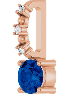 Platinum Imitation Blue Sapphire & .01 CTW Natural Diamond Charm/Pendant