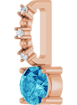 Platinum Imitation Blue Sapphire & .01 CTW Natural Diamond Charm/Pendant