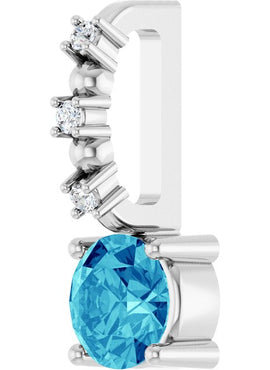 Platinum Imitation Blue Sapphire & .01 CTW Natural Diamond Charm/Pendant