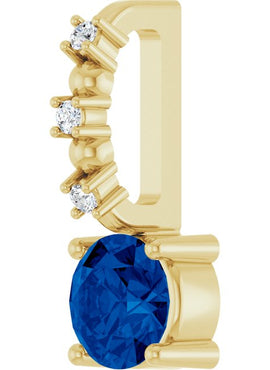 Platinum Imitation Blue Sapphire & .01 CTW Natural Diamond Charm/Pendant