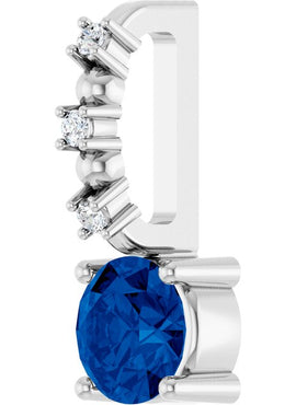 Platinum Imitation Blue Sapphire & .01 CTW Natural Diamond Charm/Pendant