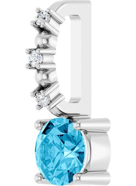 Platinum Imitation Blue Sapphire & .01 CTW Natural Diamond Charm/Pendant