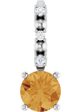 Platinum Imitation Blue Sapphire & .01 CTW Natural Diamond Charm/Pendant