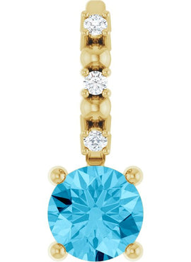 Platinum Imitation Blue Sapphire & .01 CTW Natural Diamond Charm/Pendant
