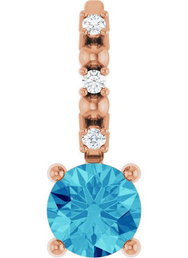 Platinum Imitation Blue Sapphire & .01 CTW Natural Diamond Charm/Pendant