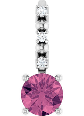 Platinum Imitation Blue Sapphire & .01 CTW Natural Diamond Charm/Pendant