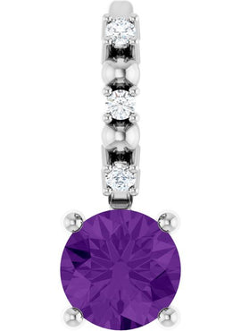 Platinum Imitation Blue Sapphire & .01 CTW Natural Diamond Charm/Pendant