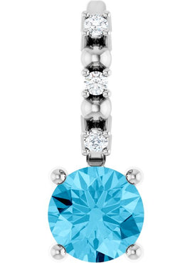 Platinum Imitation Blue Sapphire & .01 CTW Natural Diamond Charm/Pendant