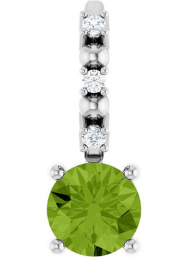 Platinum Imitation Blue Sapphire & .01 CTW Natural Diamond Charm/Pendant