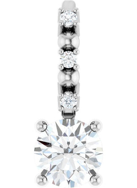 Platinum Imitation Blue Sapphire & .01 CTW Natural Diamond Charm/Pendant