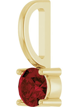 14K White Gold Imitation Mozambique Garnet Solitaire Charm/Pendant