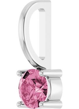14K White Gold Imitation Mozambique Garnet Solitaire Charm/Pendant